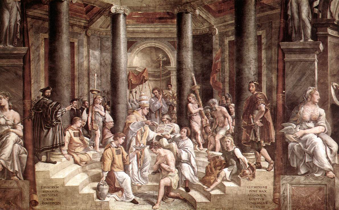 The Baptism of Constantine (Stanza di Constantino), vintage artwork by Raphael, A3 (16x12") Poster Print