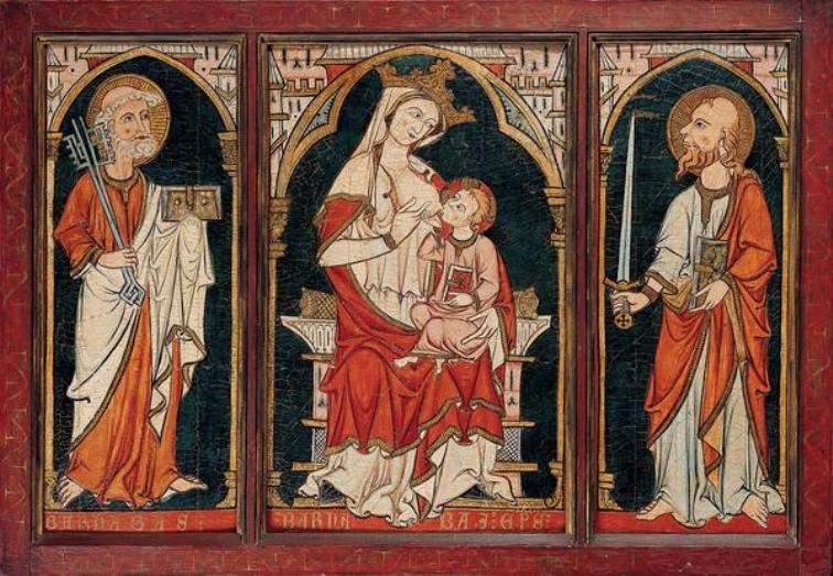 The Barnabas Altarpiece, vintage artwork by French School 14th Century - Unknown, 12x8" (A4) Poster
