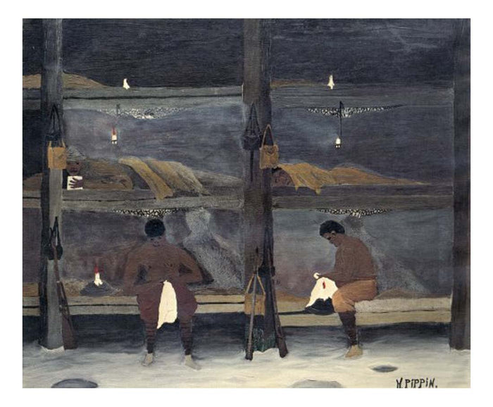 the barracks 1945 by Horace Pippin, Classic African American artwork, 16x12