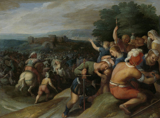The Batavian Siege of the Roman Army Camp, vintage artwork by Otto van Veen, A3 (16x12") Poster Print
