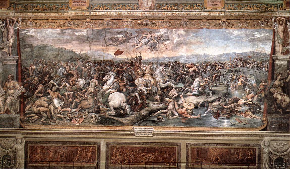 The Battle at Pons Milvius (Stanza di Constantino), vintage artwork by Raphael, A3 (16x12") Poster Print