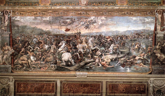 The Battle at Pons Milvius (Stanza di Constantino), vintage artwork by Raphael, A3 (16x12") Poster Print