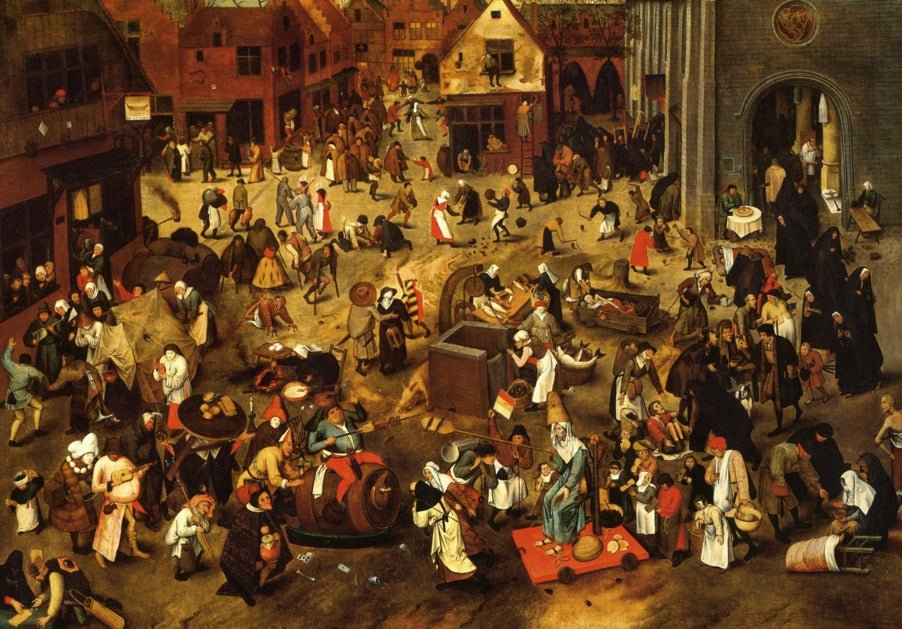 The Battle between Lent and Carnival, vintage artwork by Pieter Brueghel the Younger, A3 (16x12") Poster Print