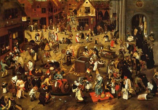 The Battle between Lent and Carnival, vintage artwork by Pieter Brueghel the Younger, A3 (16x12") Poster Print