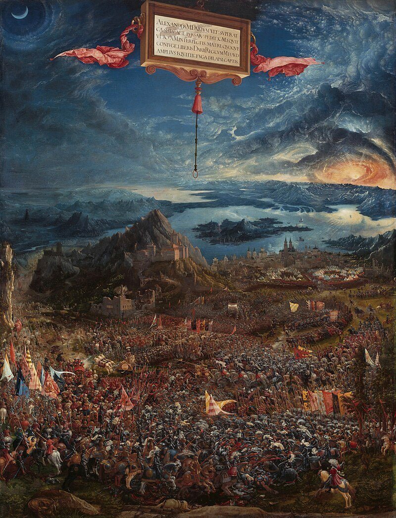The Battle of Issus by Albrecht Altdorfer, vintage art, modern poster print