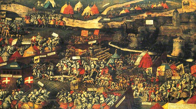The Battle of Pavia, 24 February 1525, vintage artwork by Italian School 16th Century - Unknown, A3 (16x12") Poster Print