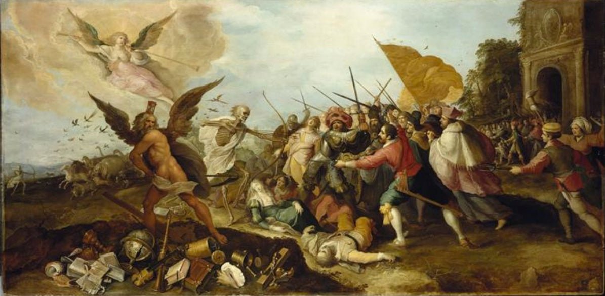 The Battle of Time against Death, vintage artwork by Franz Francken the Elder, A3 (16x12") Poster Print