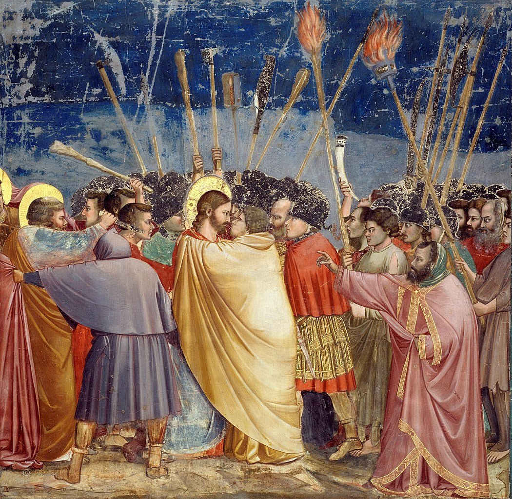 The Betrayal of Christ by Giotto, vintage art, modern poster print
