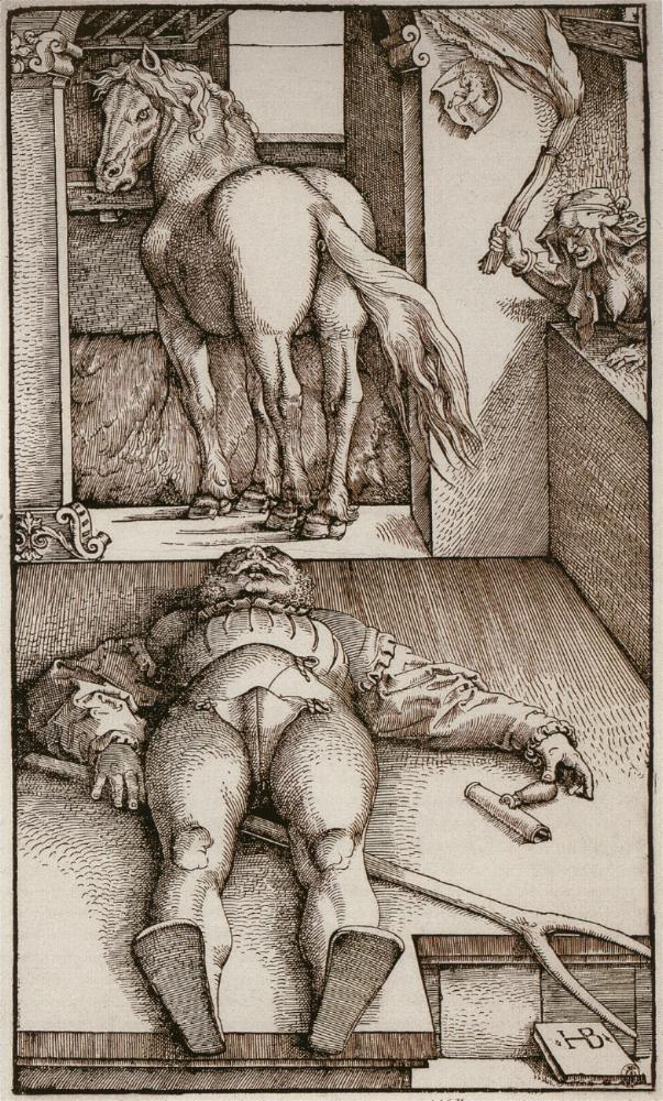 The Bewitched Stable Groom, vintage artwork by Hans Baldung, A3 (16x12") Poster Print