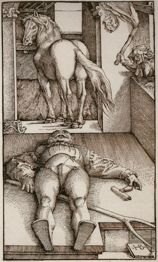 The Bewitched Stable Groom, vintage artwork by Hans Baldung, A3 (16x12") Poster Print