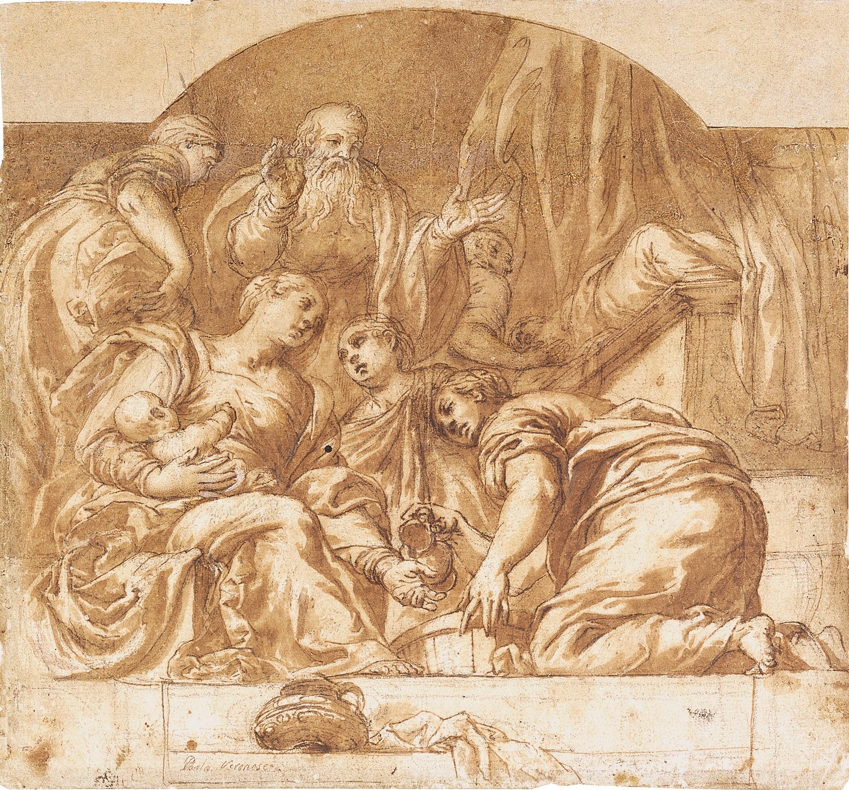 The Birth of John the Baptist, vintage artwork by Attributed to Veronese, A3 (16x12") Poster Print