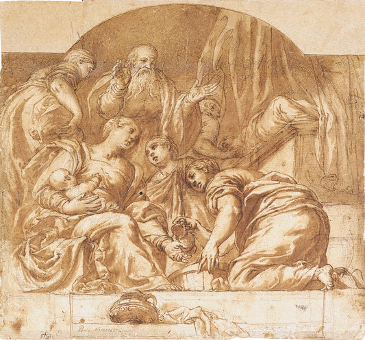 The Birth of John the Baptist, vintage artwork by Attributed to Veronese, A3 (16x12") Poster Print