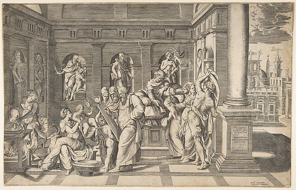 The birth of Saint John the Baptist c1538–45-Giulio Bonasone , vintage art, A3 (16x12") Poster Print