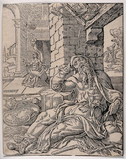 The Blinding of Tobit, vintage artwork by Maerten van Heemskerck, A3 (16x12") Poster Print