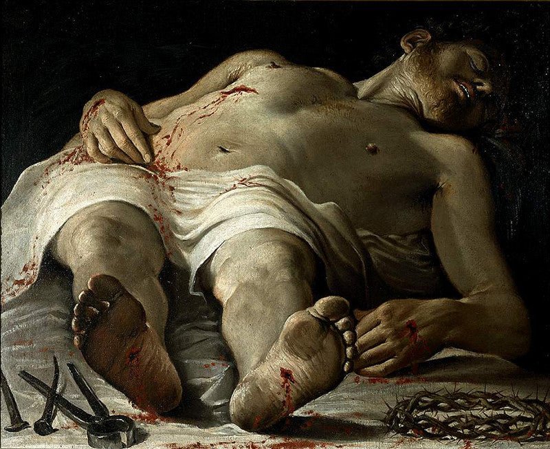 The Body of Christ and the Implements of Martyrdom, vintage artwork by Annibale Carracci, A3 (16x12") Poster Print