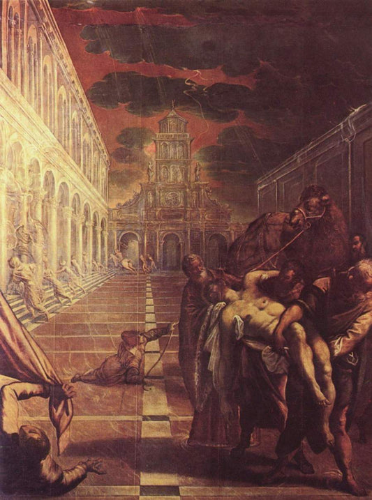 The Body of Saint Mark Brought to Venice, vintage artwork by Tintoretto, A3 (16x12") Poster Print