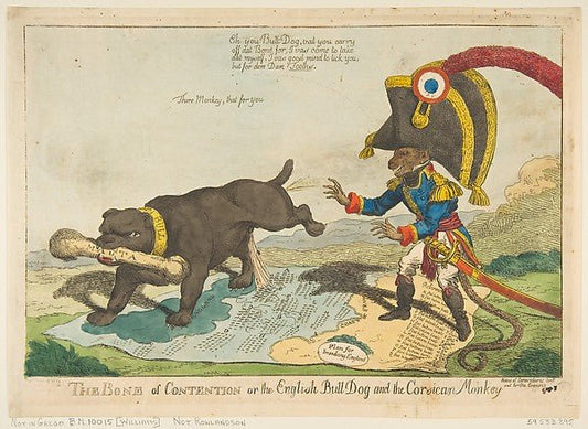 The Bone of Contention or the English Bull Dog and the Corsica, vintage art, A3 (16x12") Poster Print
