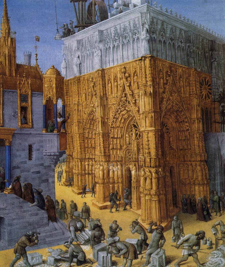 The Building of a Cathedral, vintage artwork by Jean Fouquet, A3 (16x12") Poster Print