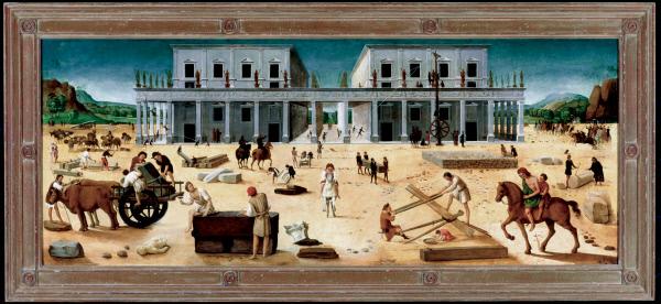 The Building of a Palace, vintage artwork by Piero di Cosimo, A3 (16x12") Poster Print