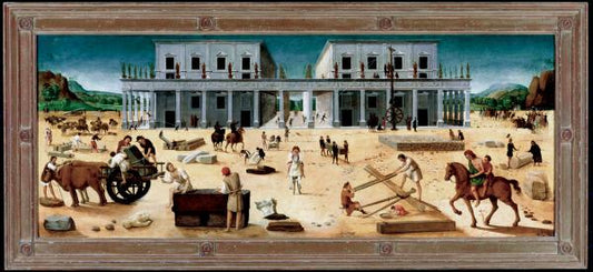 The Building of a Palace, vintage artwork by Piero di Cosimo, A3 (16x12") Poster Print
