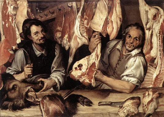 The Butcher's shop, vintage artwork by Bartolomeo Passarotti, A3 (16x12") Poster Print