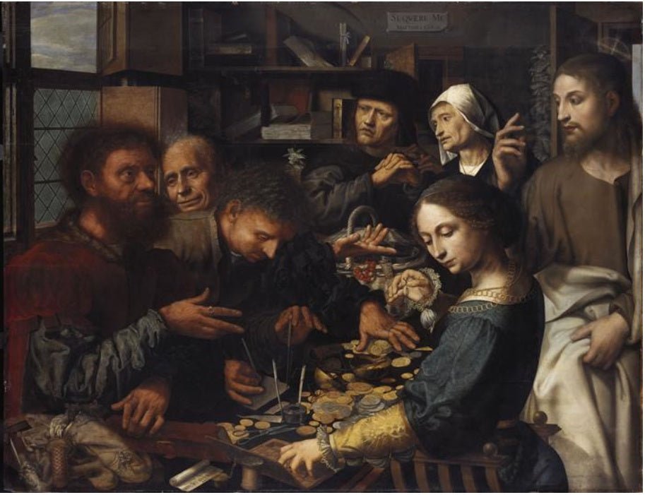 The Calling of St Matthew, vintage artwork by Jan Sanders van Hemessen, A3 (16x12") Poster Print