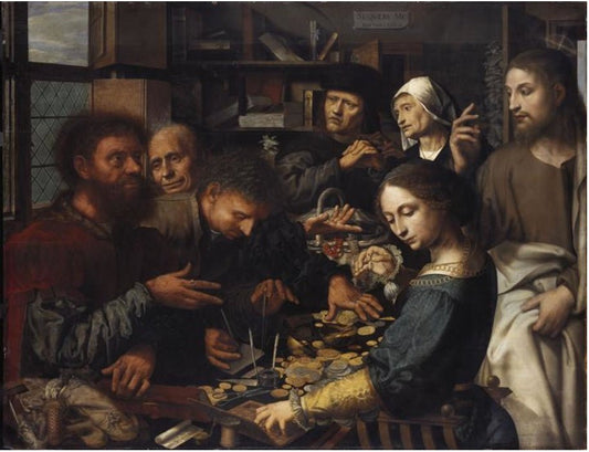 The Calling of St Matthew, vintage artwork by Jan Sanders van Hemessen, A3 (16x12") Poster Print