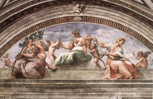 The Cardinal Virtues (Stanza della Segnatura), vintage artwork by Raphael, A3 (16x12") Poster Print