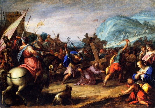 The Carrying of the Cross, vintage artwork by Hans von Aachen, A3 (16x12") Poster Print