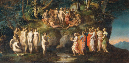 The Challenge of the Pierides, vintage artwork by Rosso Fiorentino, A3 (16x12") Poster Print
