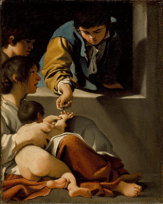 The Charity of Saint Elizabeth (study), vintage artwork by Bartolomeo Schedoni, 12x8" (A4) Poster