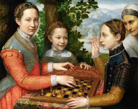 The Chess Game by Sofonisba Anguissola, vintage art, modern poster print