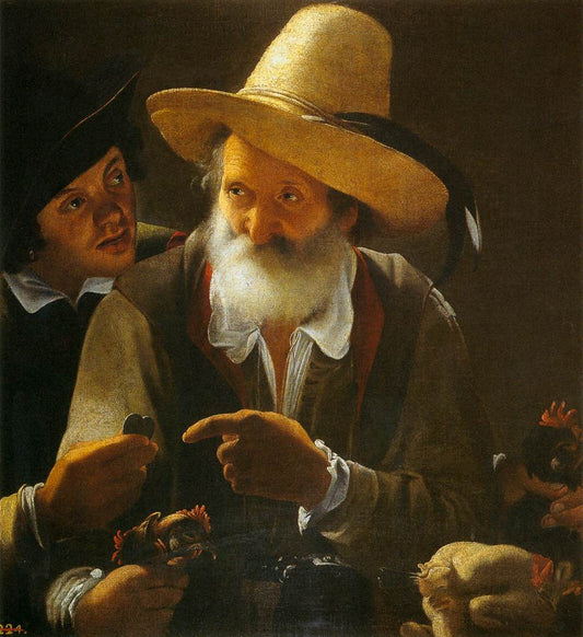 The Chicken Vendor, vintage artwork by Carlo Saraceni, A3 (16x12") Poster Print