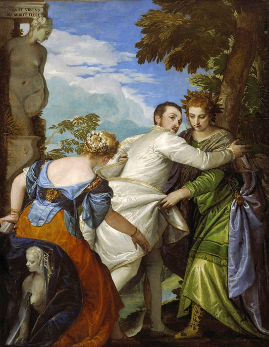 The Choice Between Virtue and Vice, vintage artwork by Veronese, A3 (16x12") Poster Print