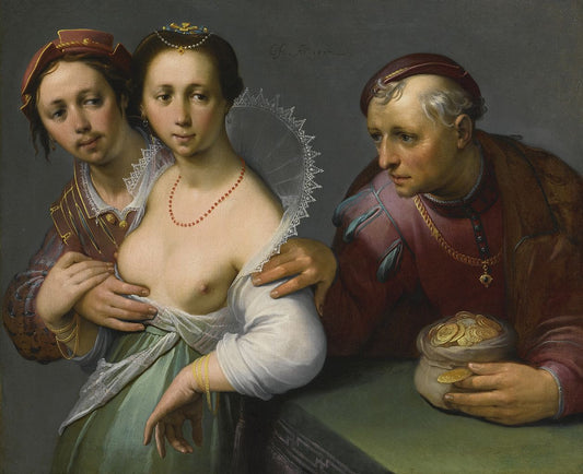 The Choice between Young and Old, vintage artwork by Cornelis van Haarlem, A3 (16x12") Poster Print