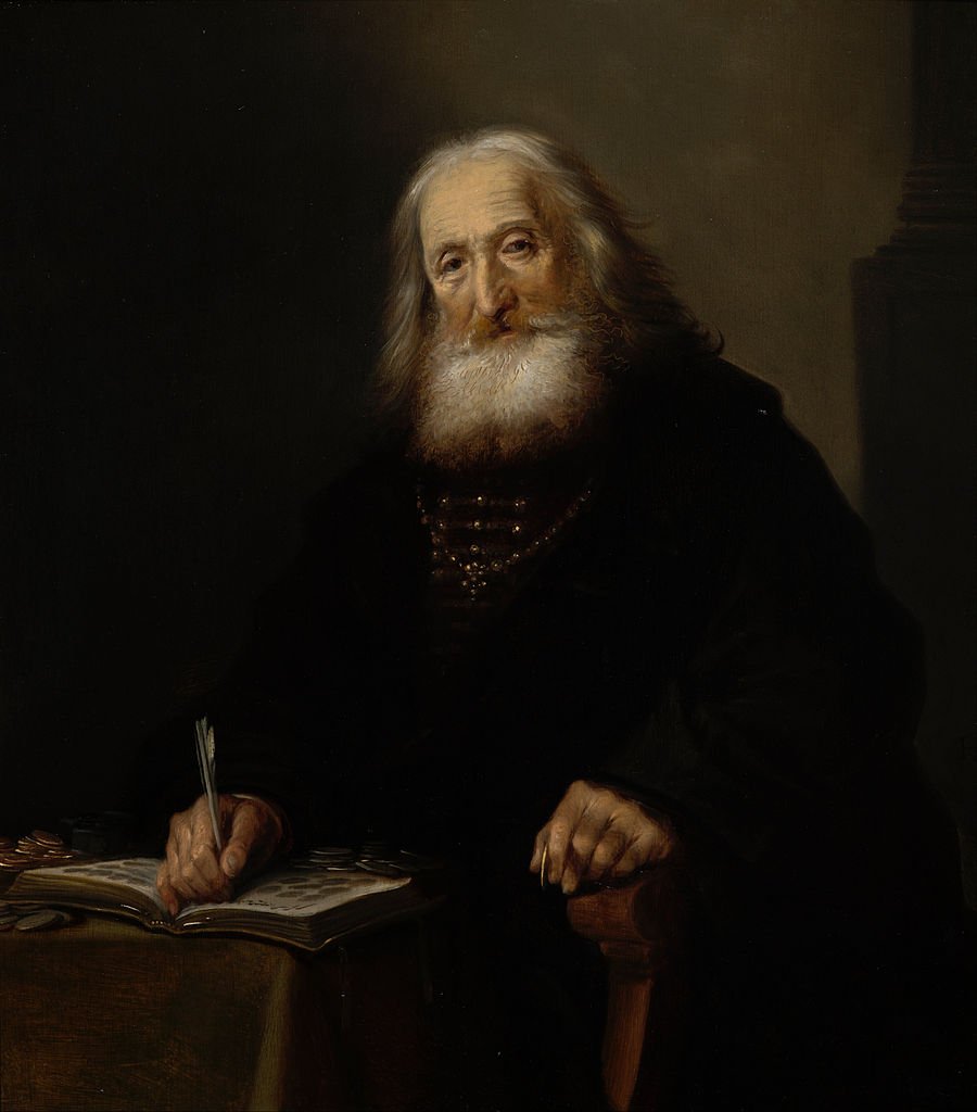 The Coin Collector, vintage artwork by Hendrick Pot, 12x8" (A4) Poster