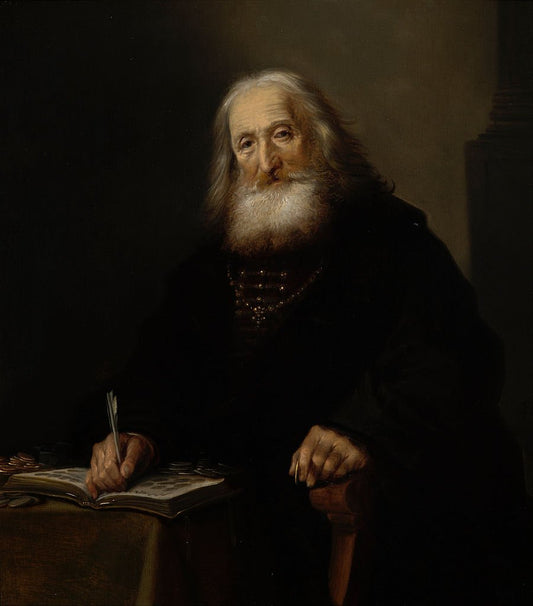 The Coin Collector, vintage artwork by Hendrick Pot, 12x8" (A4) Poster