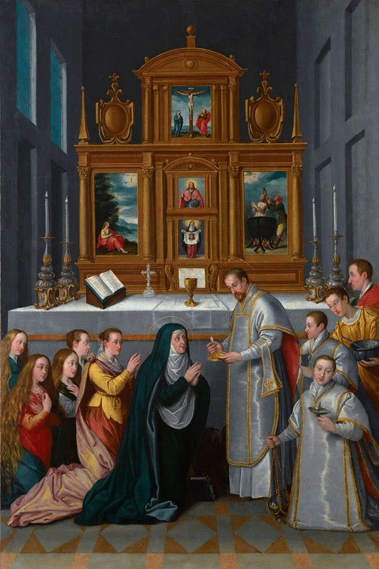 The Communion of the Virgin, vintage artwork by Juan Pantoja de la Cruz, A3 (16x12") Poster Print