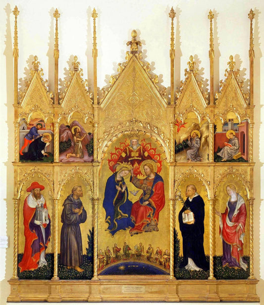The Coronation of the Virgin (Retable), vintage artwork by Gentile da Fabriano, A3 (16x12") Poster Print