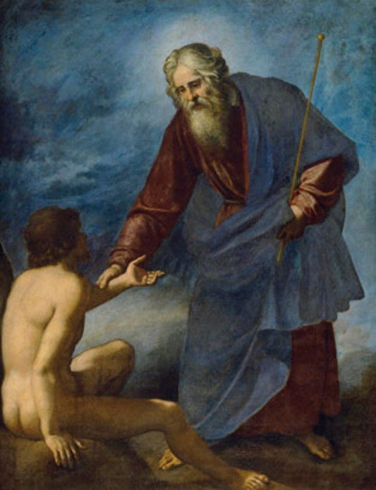 The Creation of Adam, vintage artwork by Jacopo Chimenti, 12x8" (A4) Poster