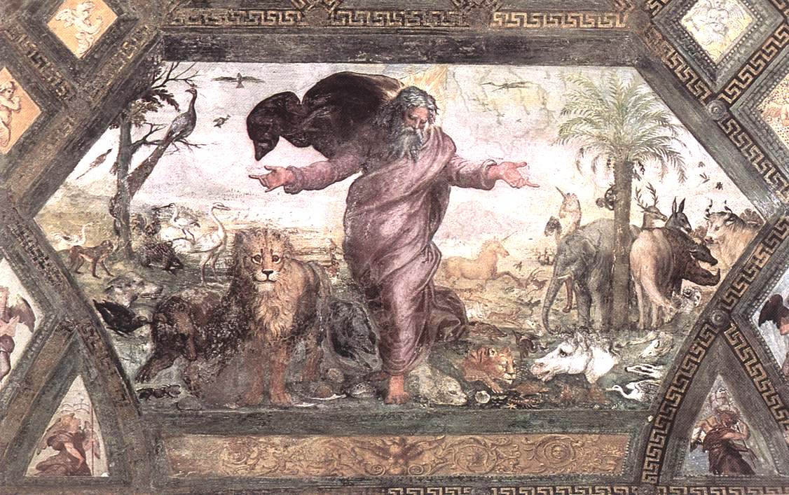 The Creation of the Animals (Loggia on the second floor, Palazzi Pontifici, Vatican), vintage artwork by Raphael, A3 (16x12") Poster Print