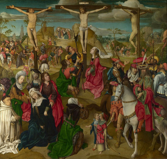 The Crucifixion (Central panel), vintage artwork by Master of Delft, A3 (16x12") Poster Print