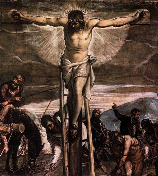 The Crucifixion (detail), vintage artwork by Tintoretto, A3 (16x12") Poster Print