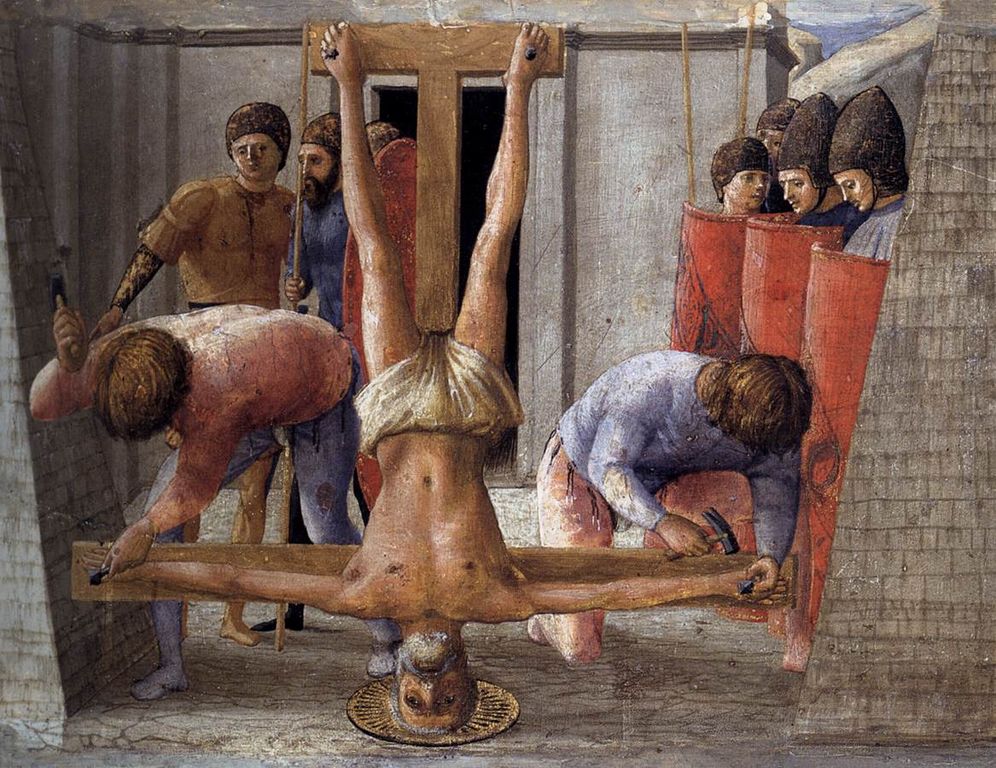 The Crucifixion of Saint Peter (predella from the Pisa Altarpiece), vintage artwork by Masaccio, A3 (16x12") Poster Print