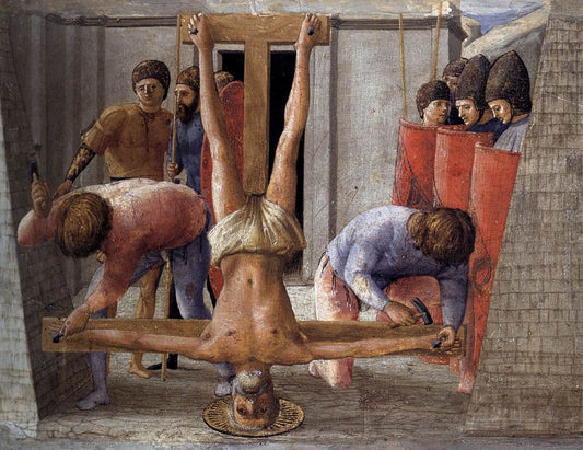 The Crucifixion of Saint Peter (predella from the Pisa Altarpiece), vintage artwork by Masaccio, A3 (16x12") Poster Print