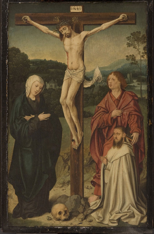 The Crucifixion, with a Donor, vintage artwork by Bartholomäeus Bruyn the Elder, A3 (16x12") Poster Print