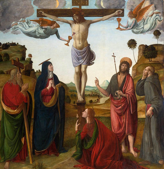 The Crucifixion with Madonna and Saints, vintage artwork by Cosimo Rosselli, A3 (16x12") Poster Print