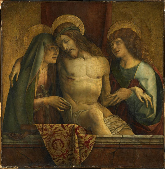 The Dead Christ between the Virgin and Saint John the Evangelist, vintage artwork by Carlo Crivelli, A3 (16x12") Poster Print