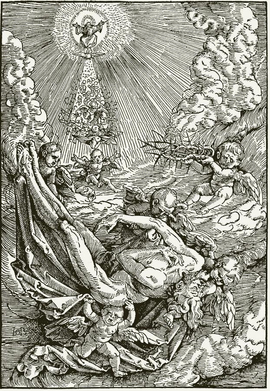 The Dead Christ Carried to Heaven by  Angels, vintage artwork by Hans Baldung, A3 (16x12") Poster Print