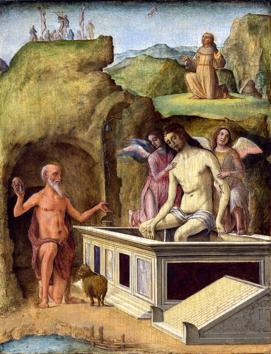 The Dead Christ (Este Diptych), vintage artwork by Ercole de' Roberti, A3 (16x12") Poster Print